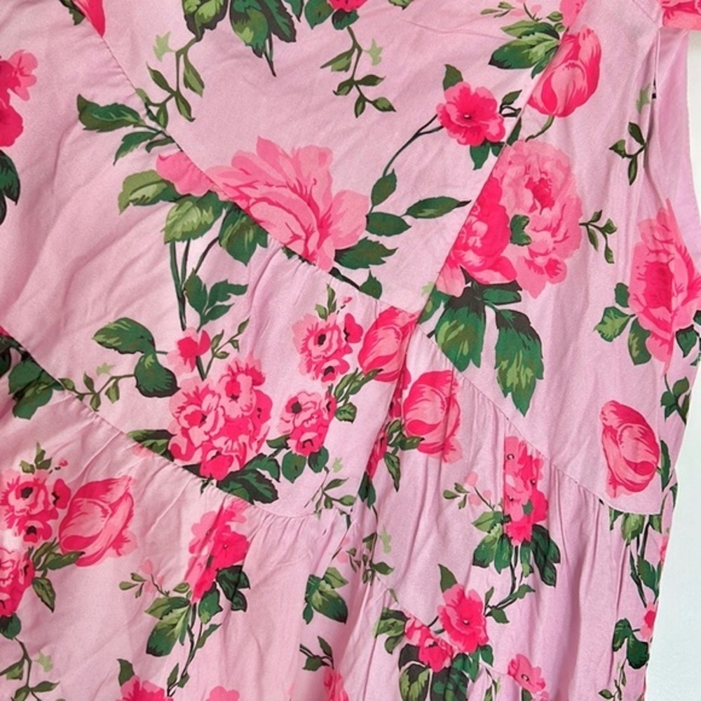 Barbie Pink Rose Floral LoveShackFancy style Mini Cut Out Flowy Summer Dress XS - Picture 6 of 13